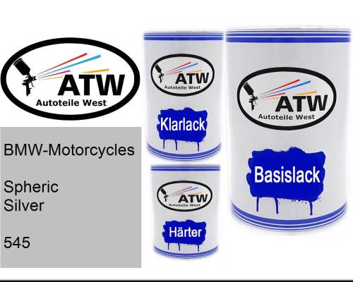 BMW-Motorcycles, Spheric Silver, 545: 500ml Lackdose + 500ml Klarlack + 250ml Härter - Set, von ATW Autoteile West.